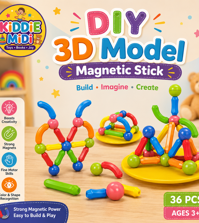DIY 3D Model Magnetic Stick & Ball Construction Set, 36 Pieces
